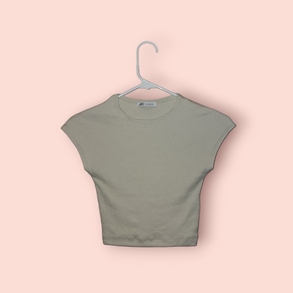 ZARA Light Beige Cropped Tee